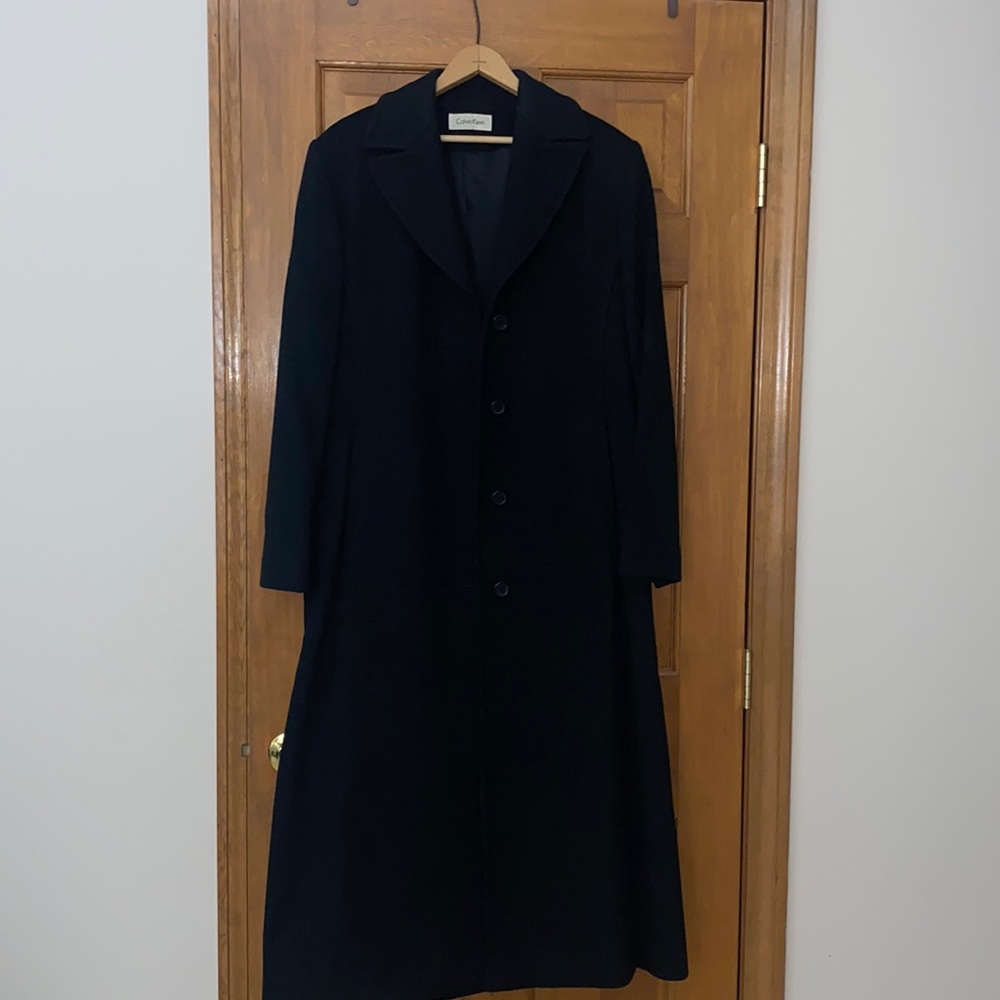 Calvin Klein 100% merino wool black coat.